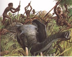 охота на слона с копьем